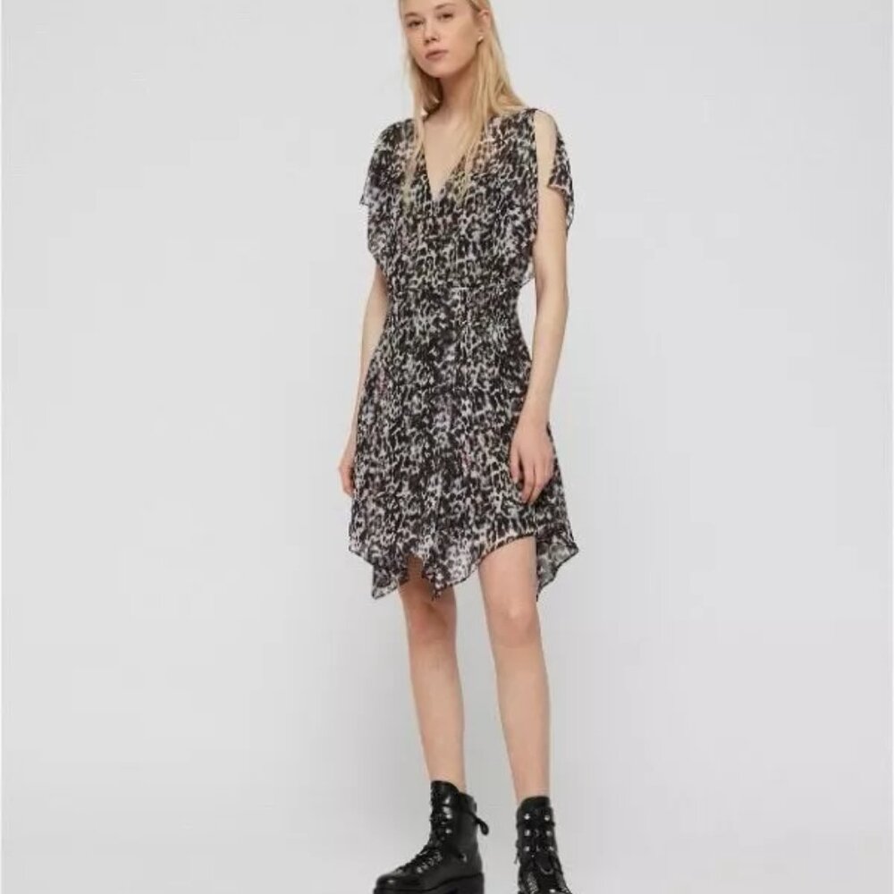 ALLSAINTS Malley Leofall Leopard Print Dress XS